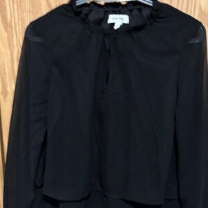 Nine West Black Sheer Long-Sleeve Blouse